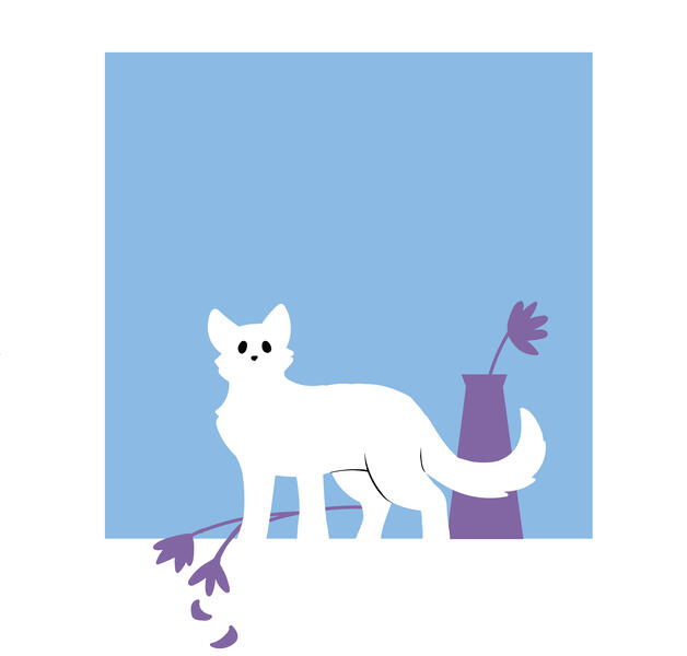 Original art - Cat & Flowers